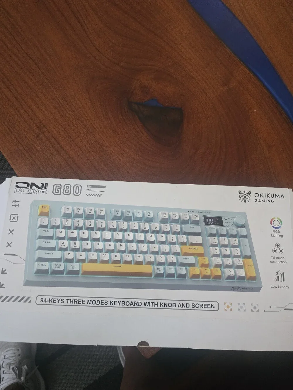 Onikuma G80 94 Keys Keyboard with Yellow Accent Keys 3 Modes With Knob &  Screen